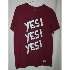 WWE Authentic YES! YES! YES! Daniel Bryan Maroon Cotton T-Shirt Size L